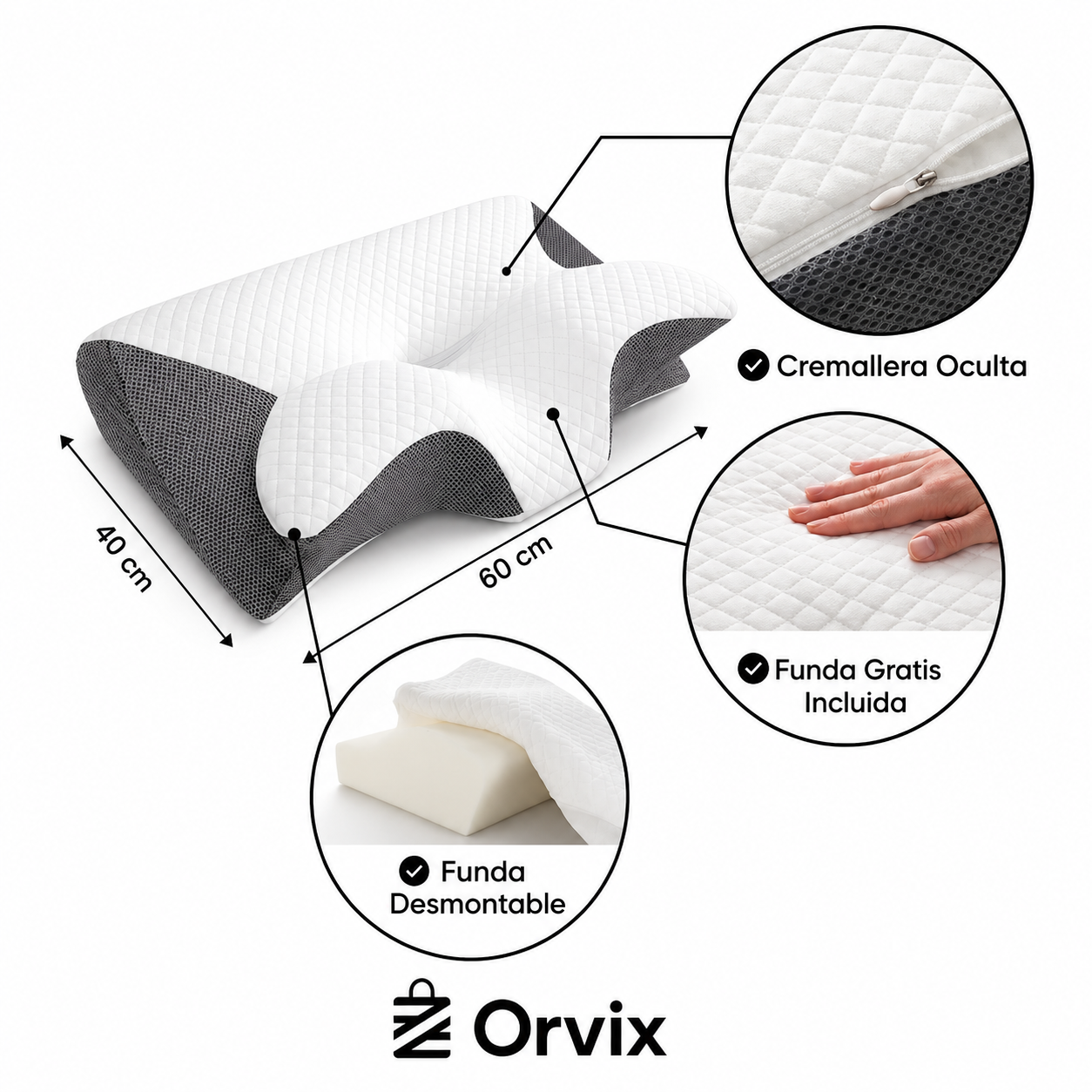 🛏️ Orvix Comfort™ - Almohada Cervical