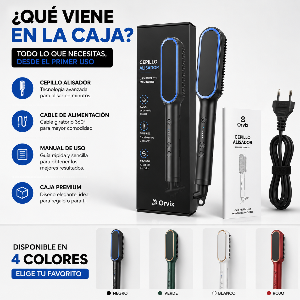 Orvix Liss™ | Cepillo Alisador Profesional 4 Colores ✨