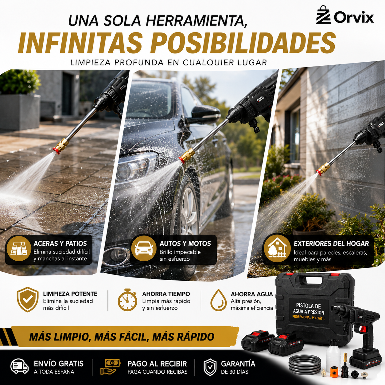 HydroForce™ | Pistola de Alta Presión Inalámbrica con Doble Batería