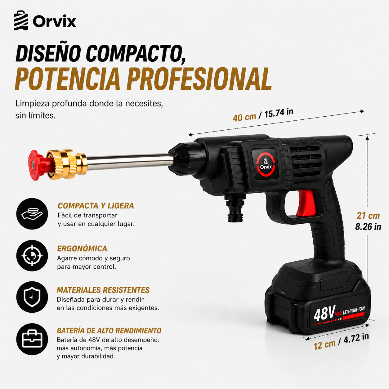 HydroForce™ | Pistola de Alta Presión Inalámbrica con Doble Batería
