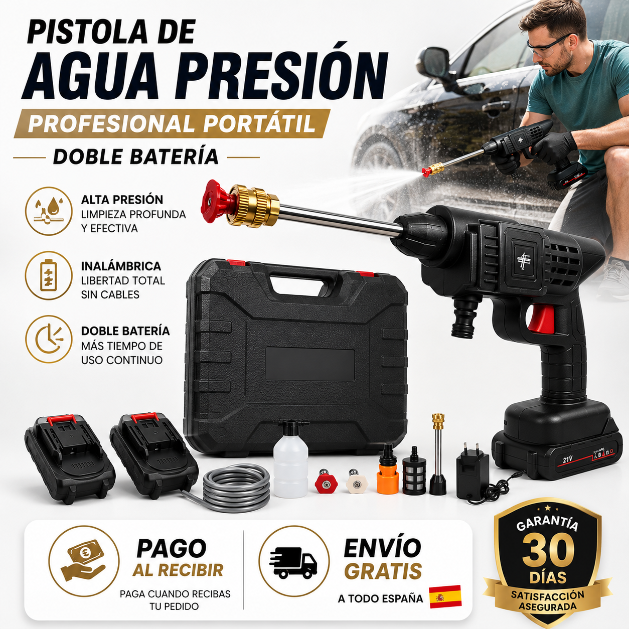 HydroForce™ | Pistola de Alta Presión Inalámbrica con Doble Batería